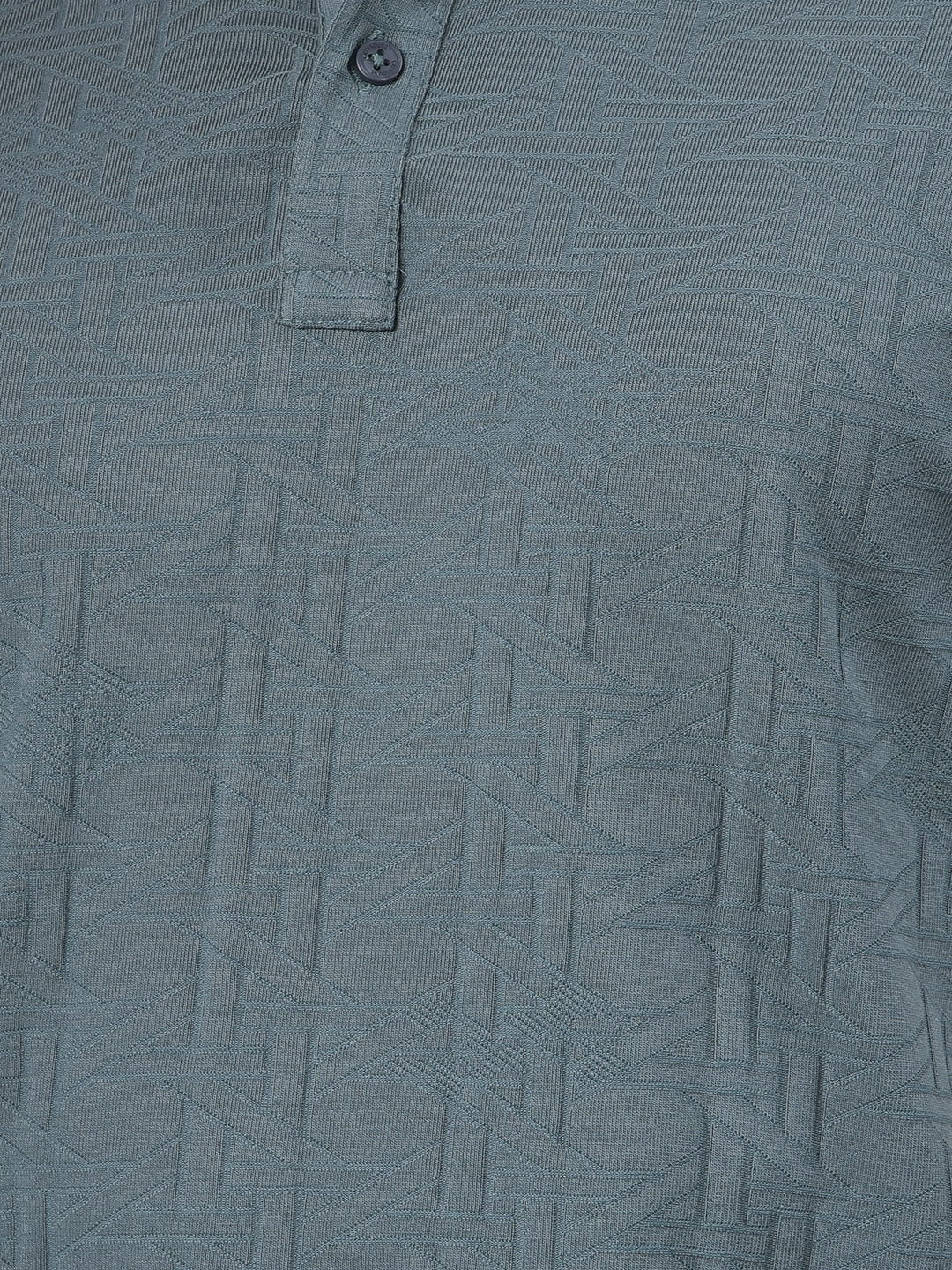 Green Printed Polo-Neck T-Shirt