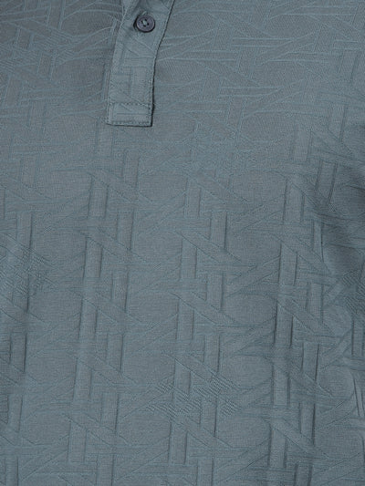 Green Printed Polo-Neck T-Shirt