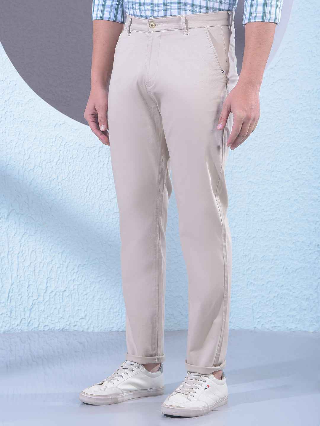 Beige Dobby Trousers