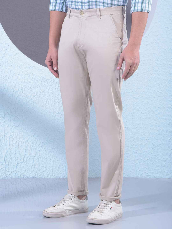 Beige Dobby Trousers