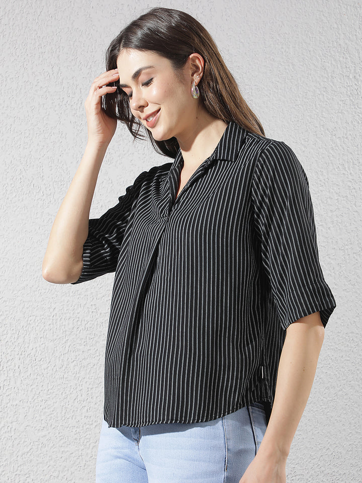 Black Vertical Stripes Top