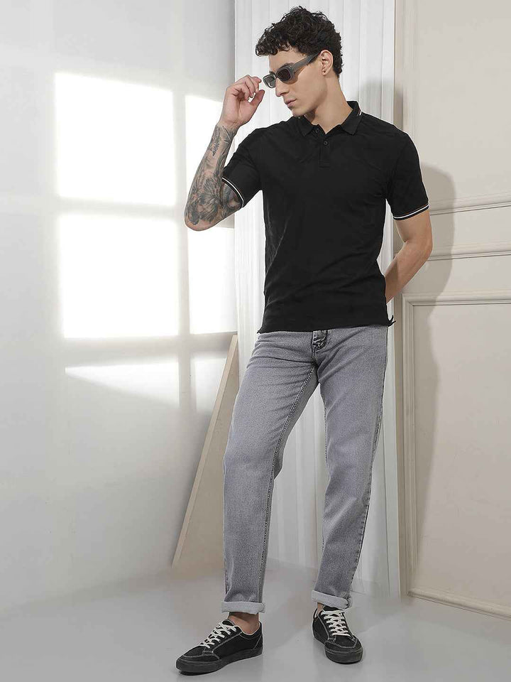 Grey Straight Casual Jeans