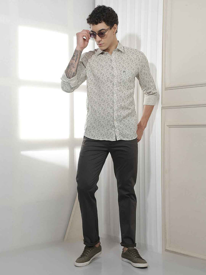 Grey Straight Cotton Trousers