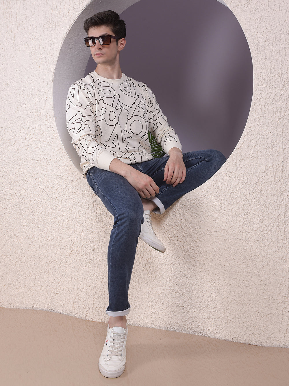 Cream Typographic Print Sweatshirt