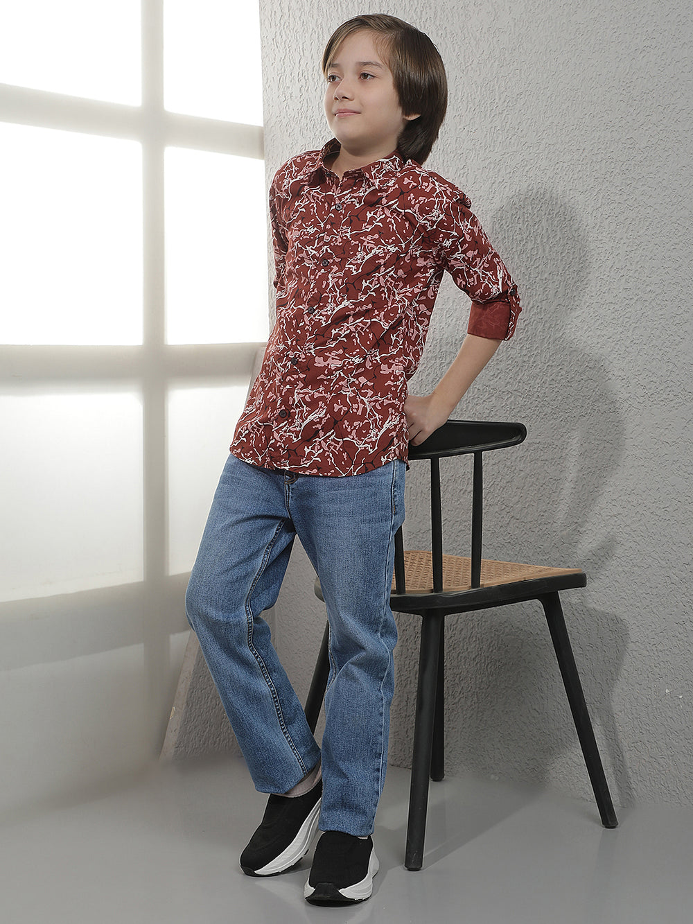 Dark Wine Graphic Print 100% Cotton Shirt