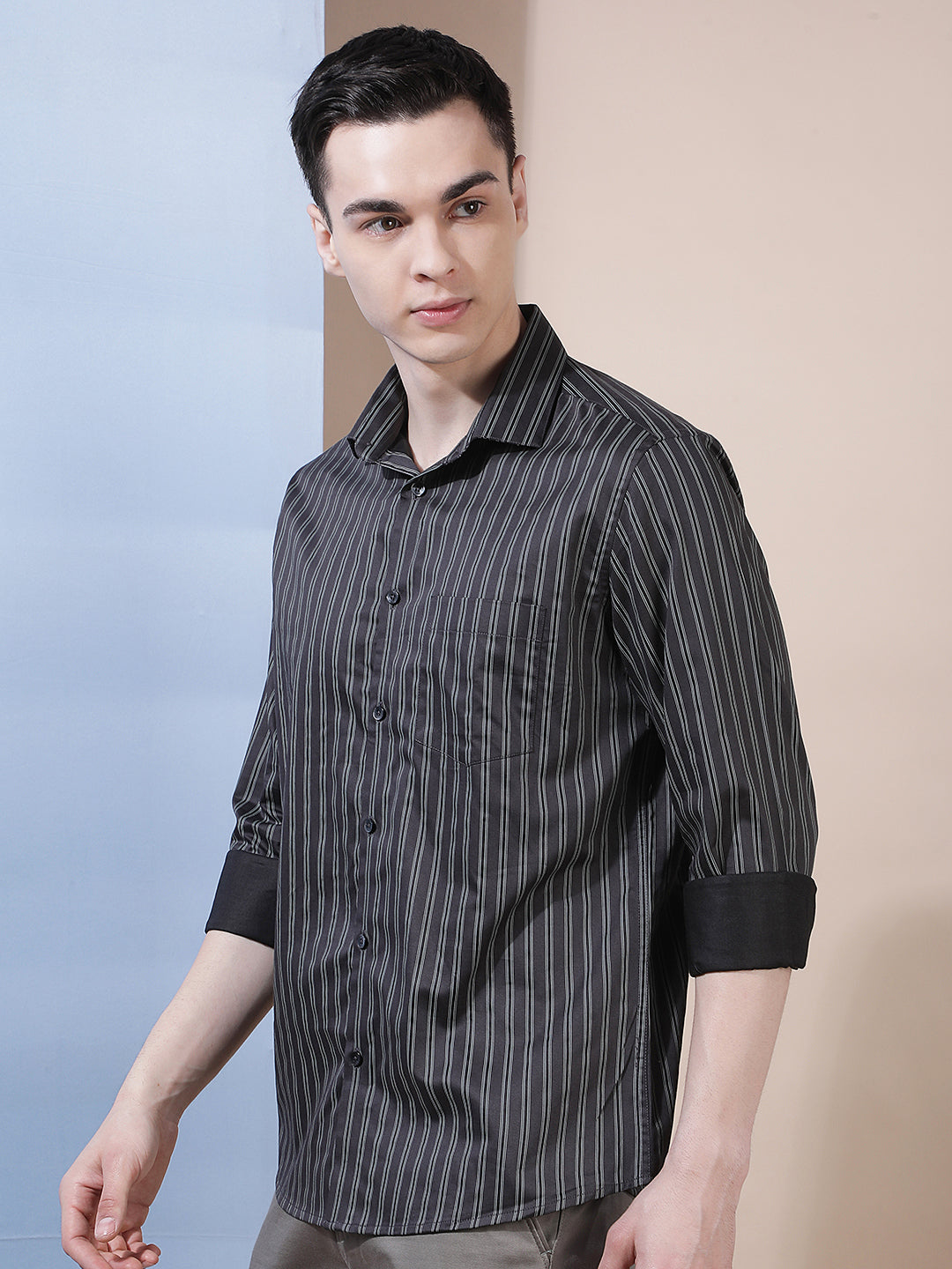 Black Vertical Stripes Shirt