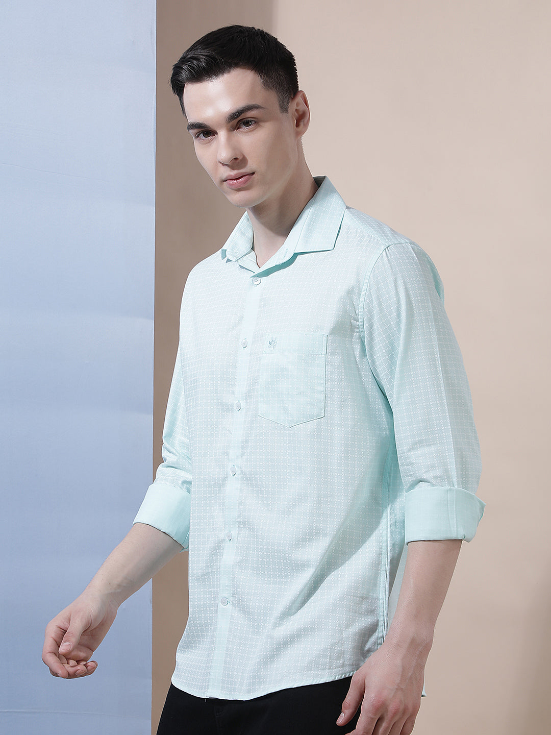Green Micro Print Shirt