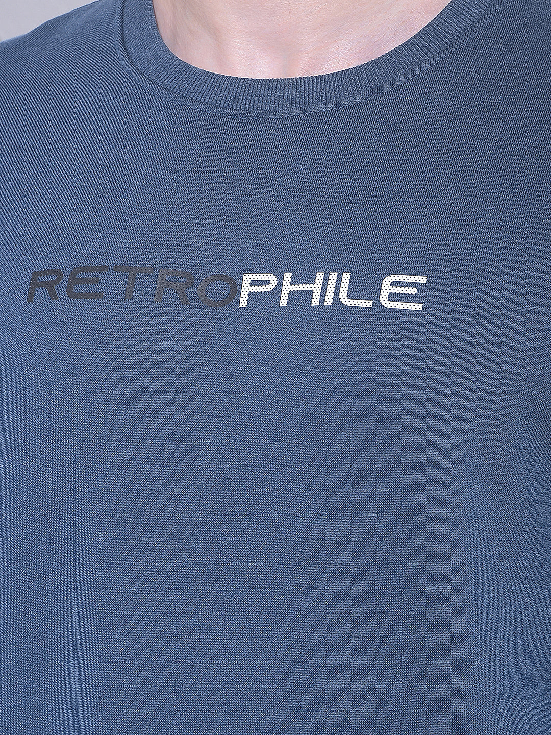 Blue Printed Sweatshirt-Men Sweatshirts-Crimsoune Club