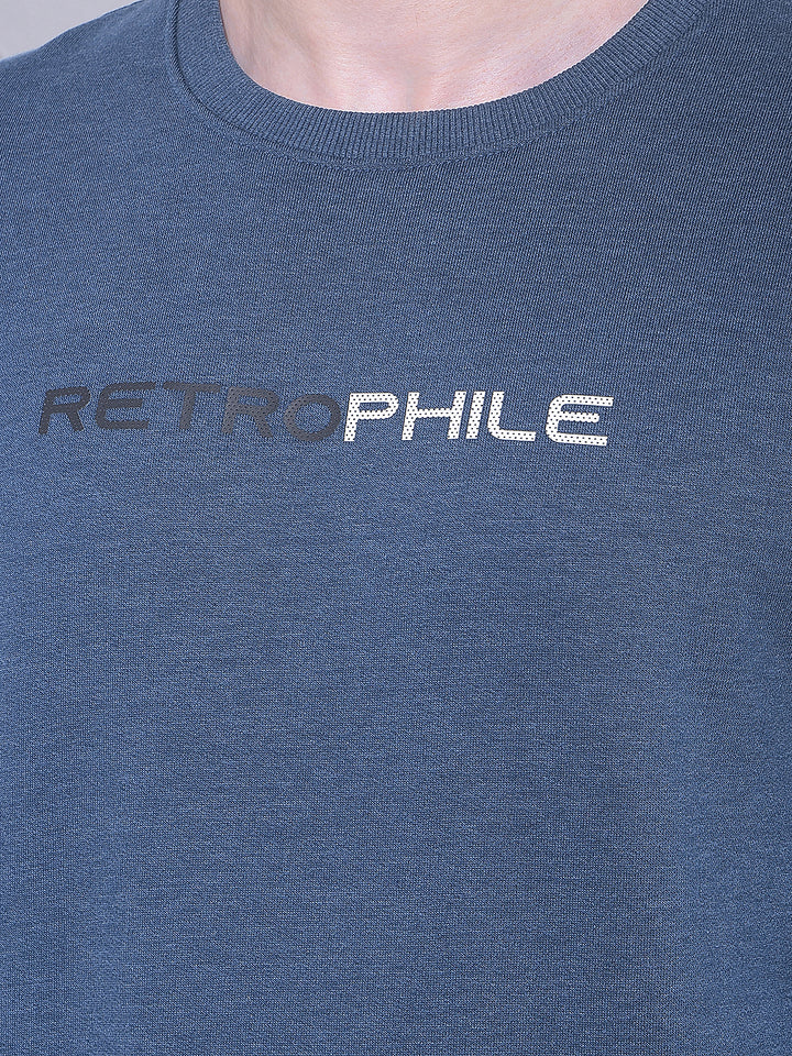 Blue Printed Sweatshirt-Men Sweatshirts-Crimsoune Club