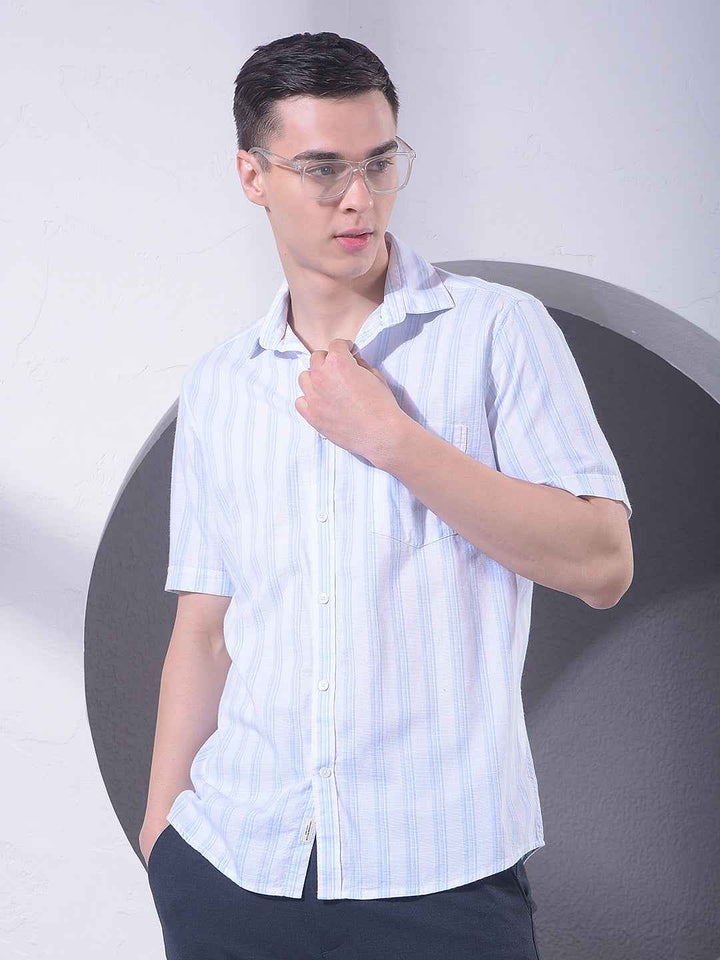White Vertical Striped 100% Cotton Shirt