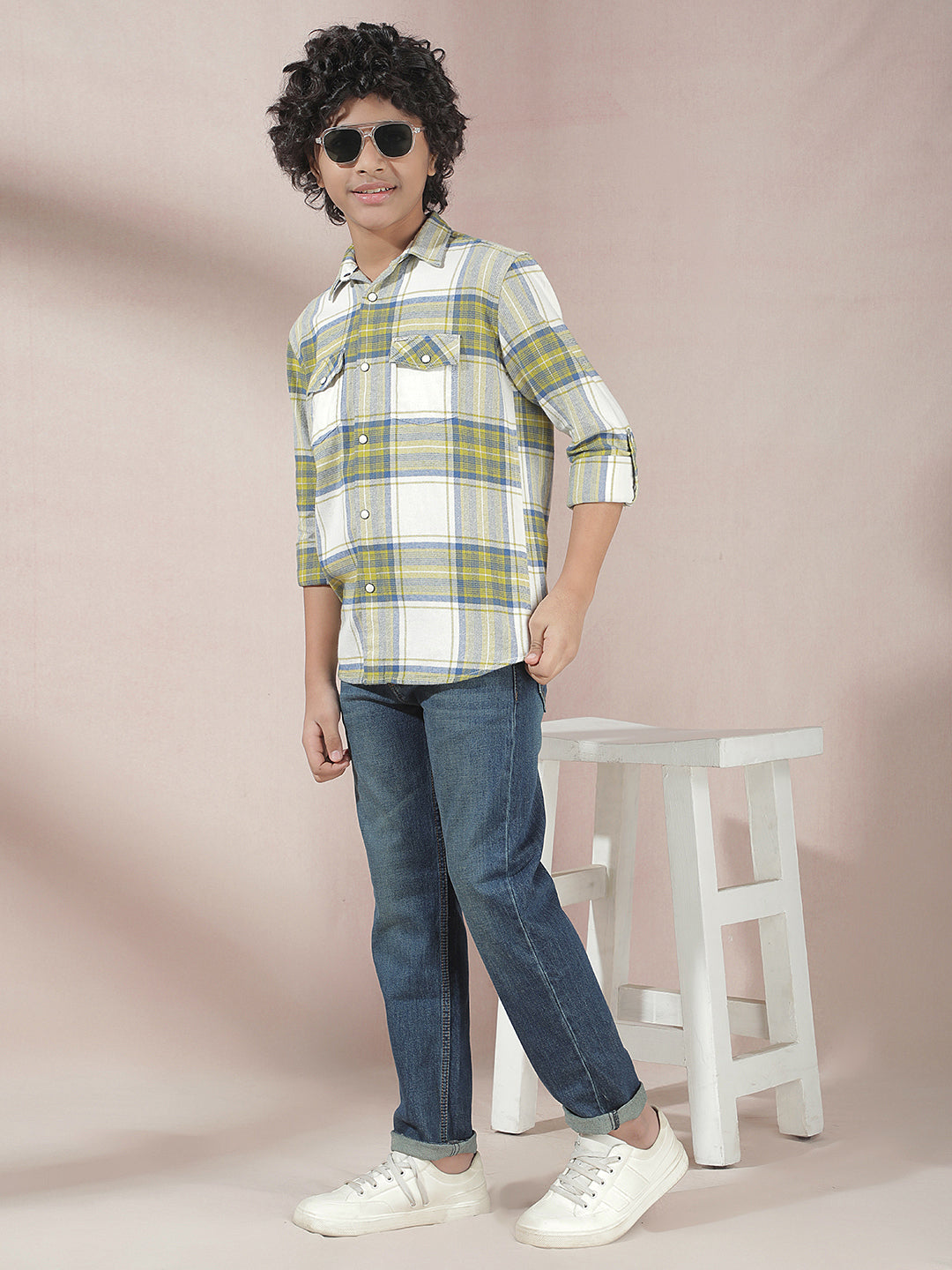 Yellow Checked 100% Cotton Shirt