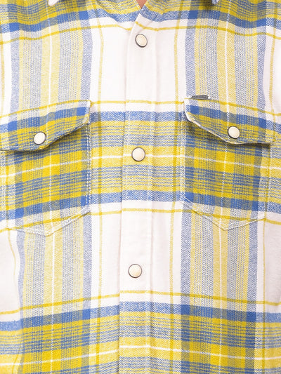 Yellow Checked 100% Cotton Shirt
