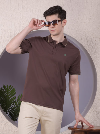 Brown Polo-Neck T-Shirt