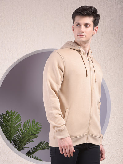Luxe Beige Hooded Neck Sweatshirt