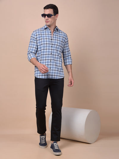 Blue Checked 100% Cotton Shirt
