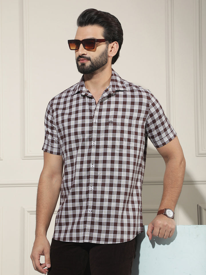 Purple Checked 100% Cotton Shirt