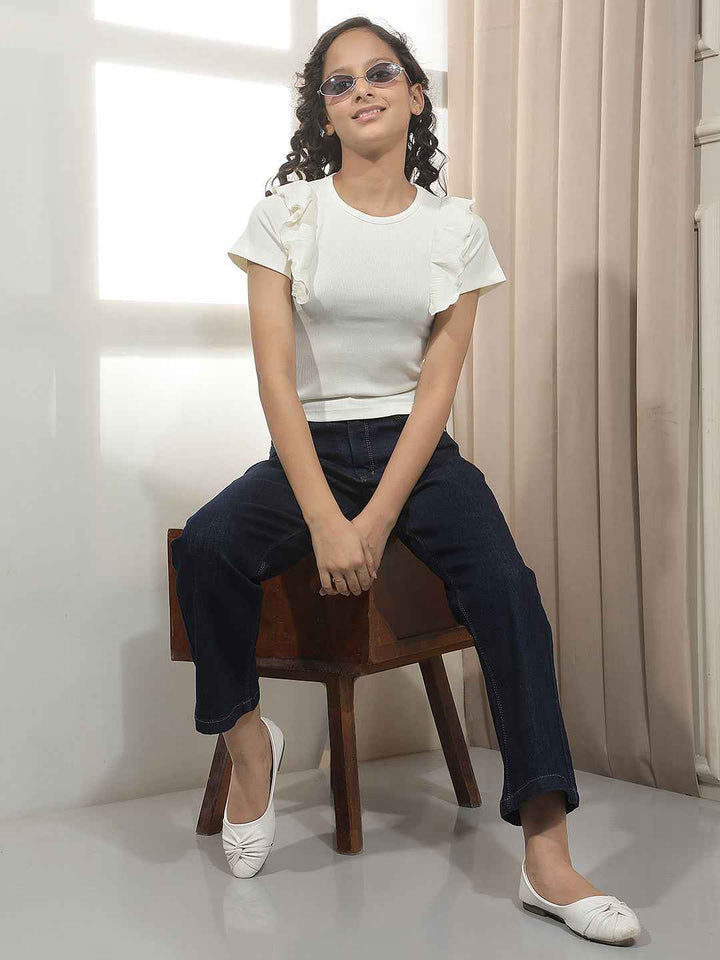Navy Blue Straight Jeans