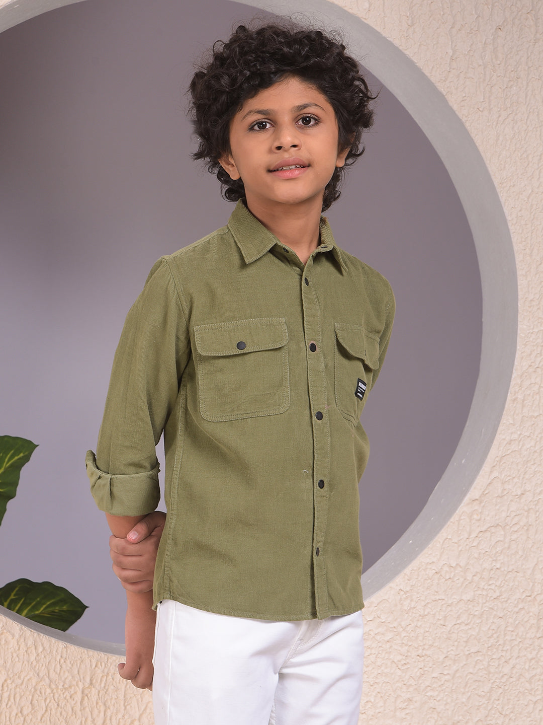 Green 100% Cotton Corduory Shirt