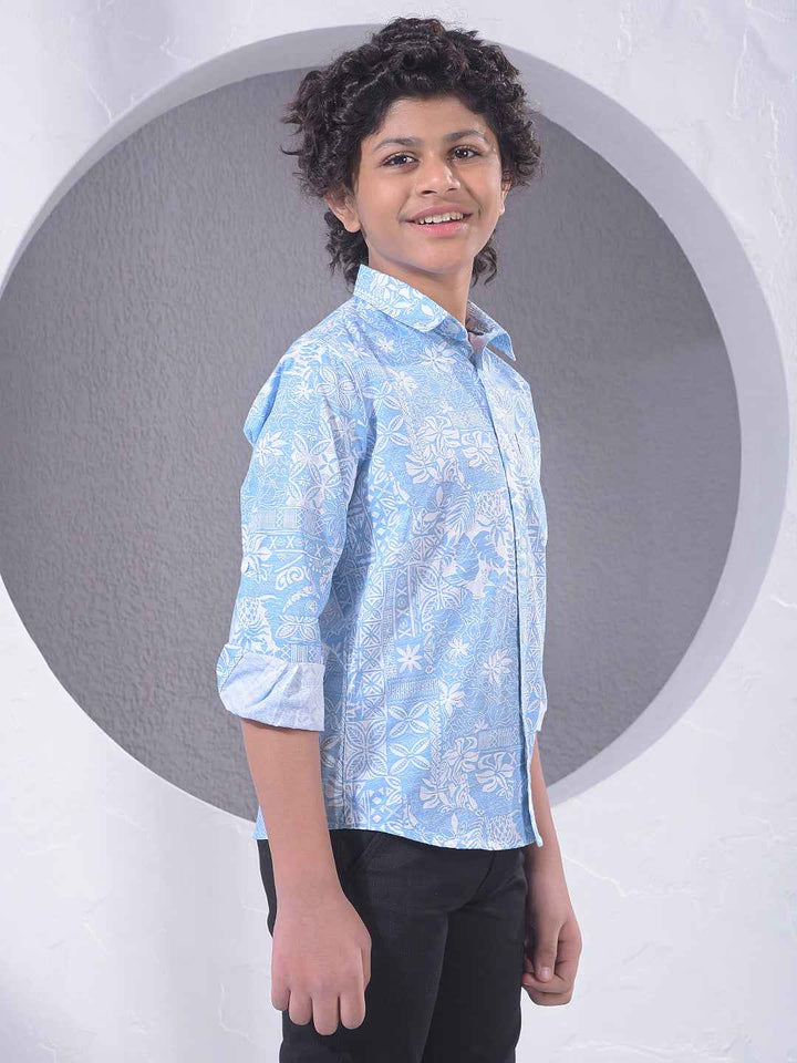 Blue Floral Print Shirt