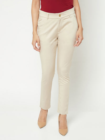 Beige Straight Trousers