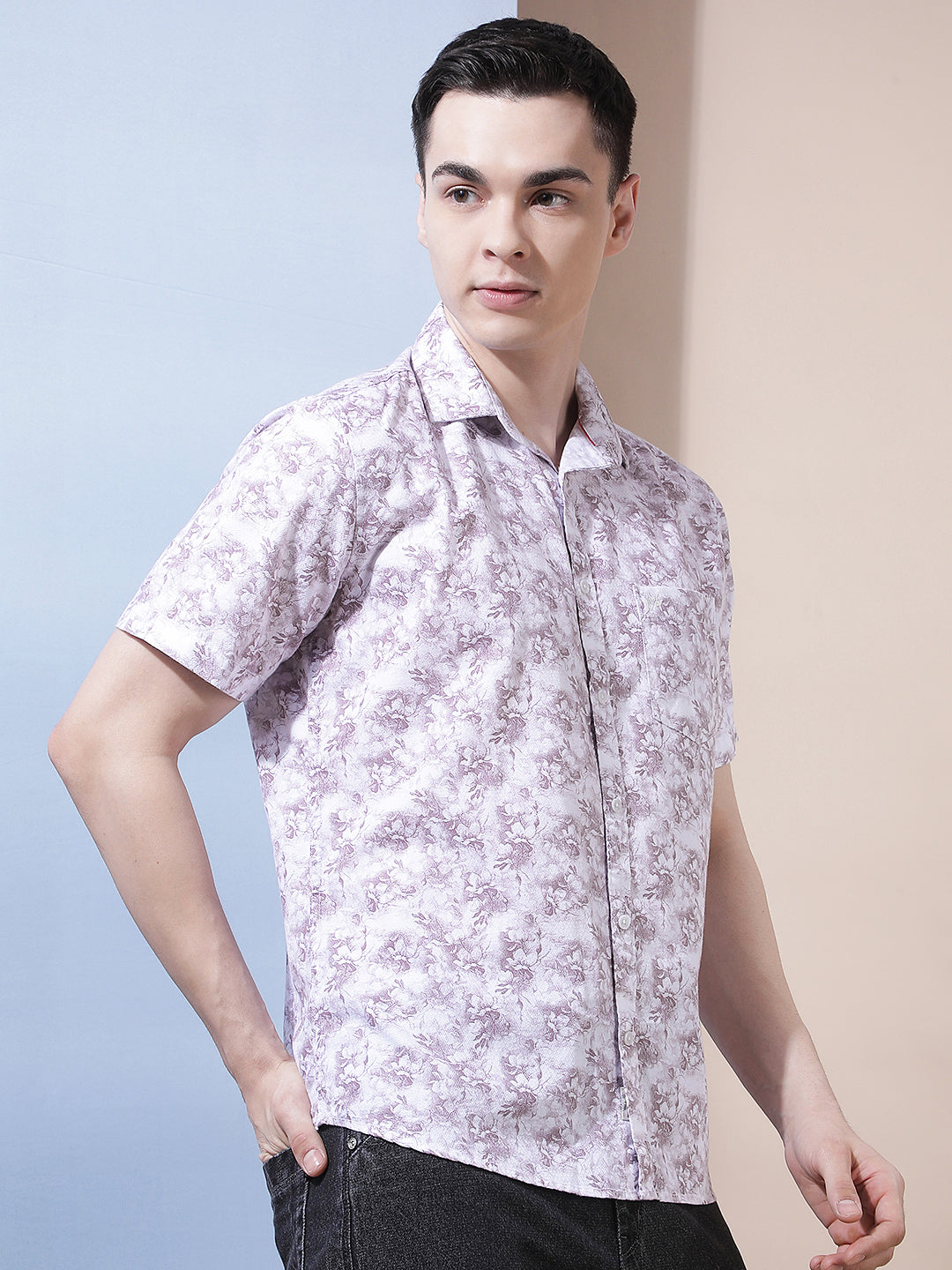 Purple Floral Print Shirt
