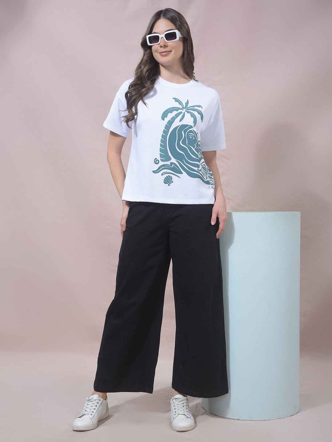 White Graphic Print T-Shirt