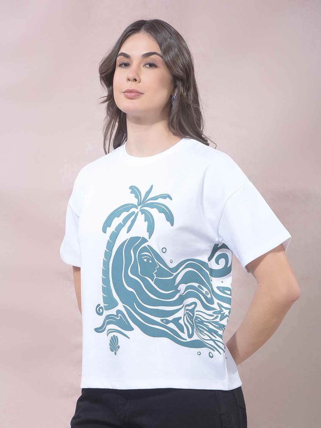 White Graphic Print T-Shirt