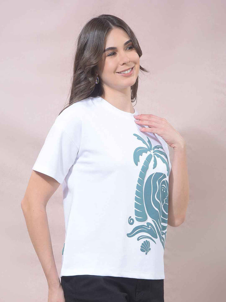 White Graphic Print T-Shirt