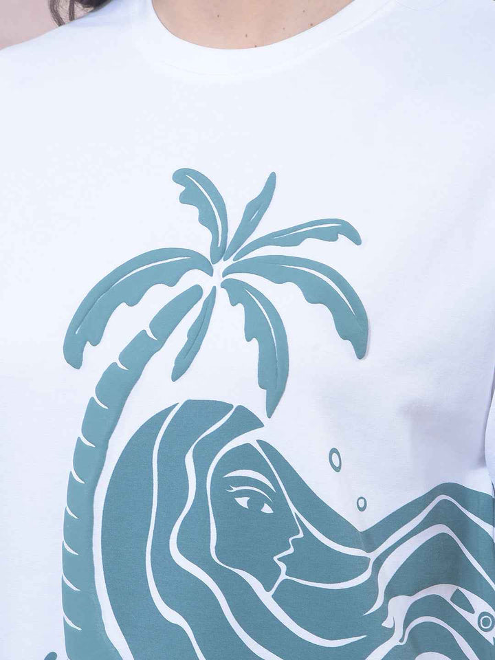 White Graphic Print T-Shirt