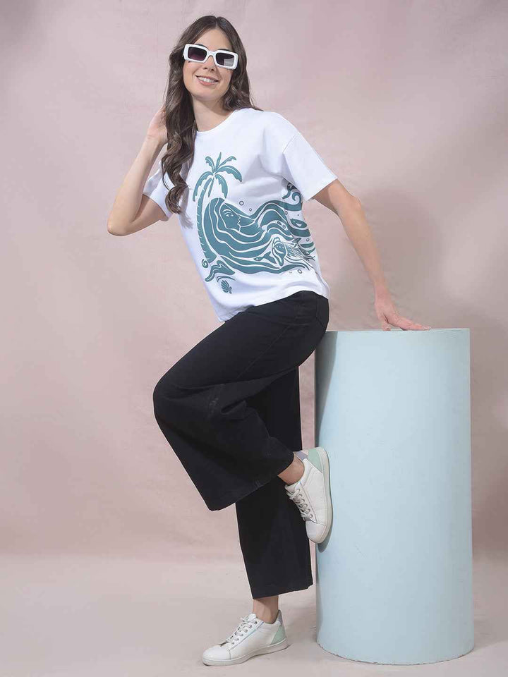 White Graphic Print T-Shirt