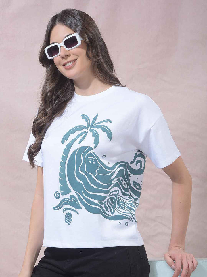 White Graphic Print T-Shirt