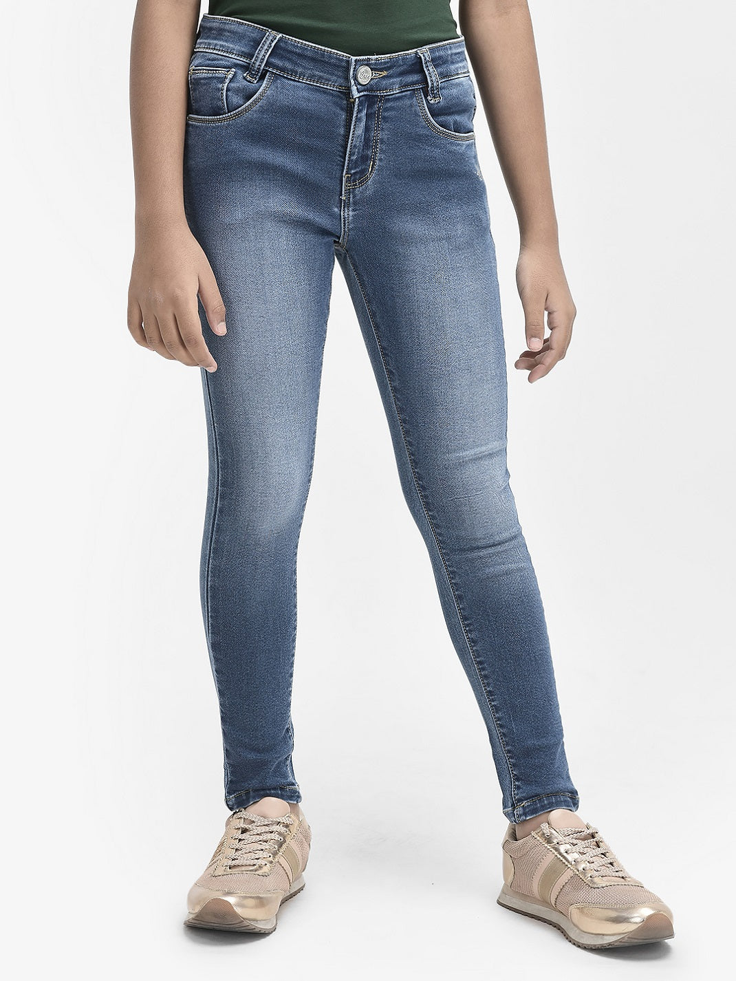 Blue Skinny Jeans-Girls Jeans-Crimsoune Club