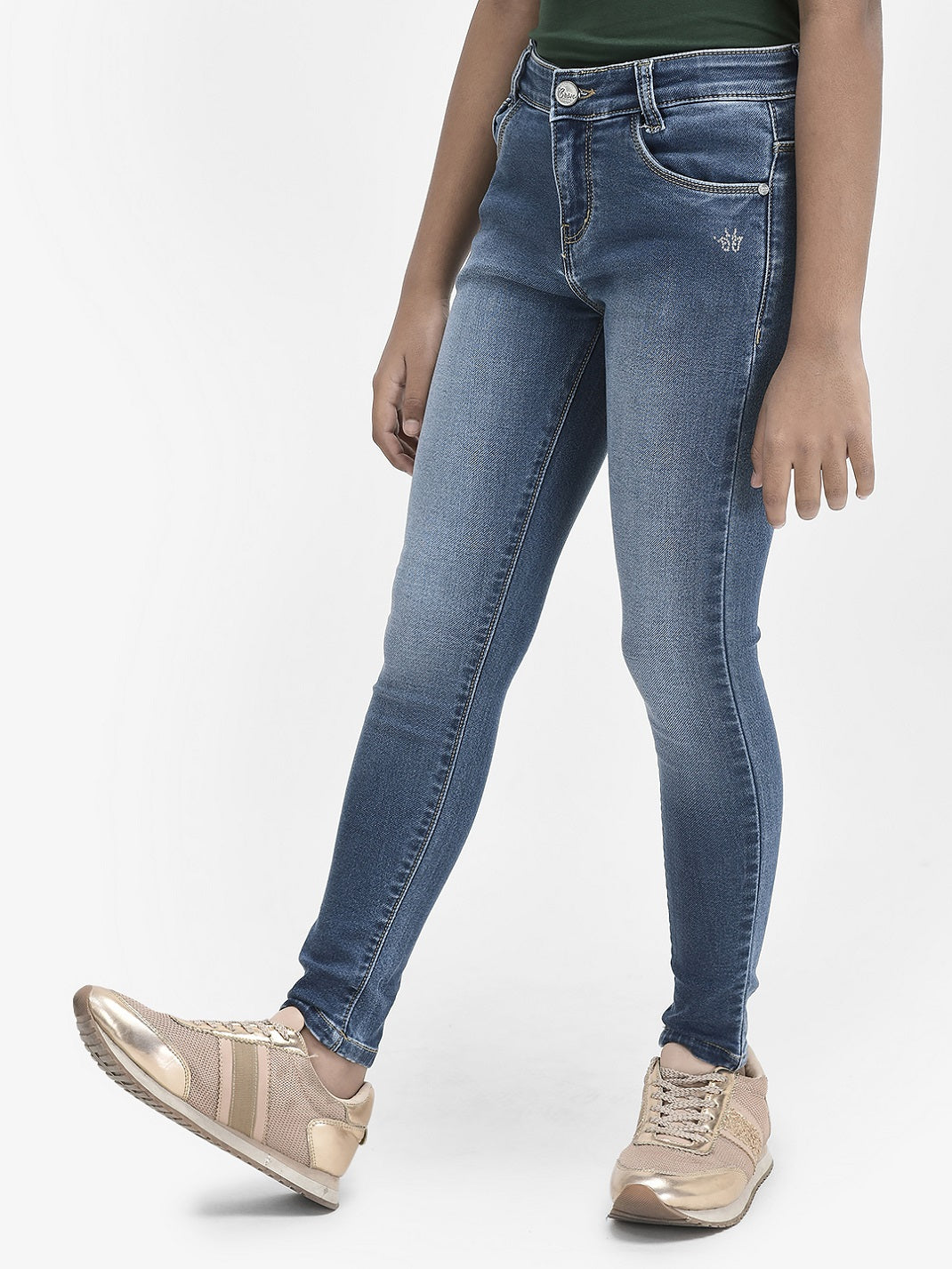 Blue Skinny Jeans-Girls Jeans-Crimsoune Club