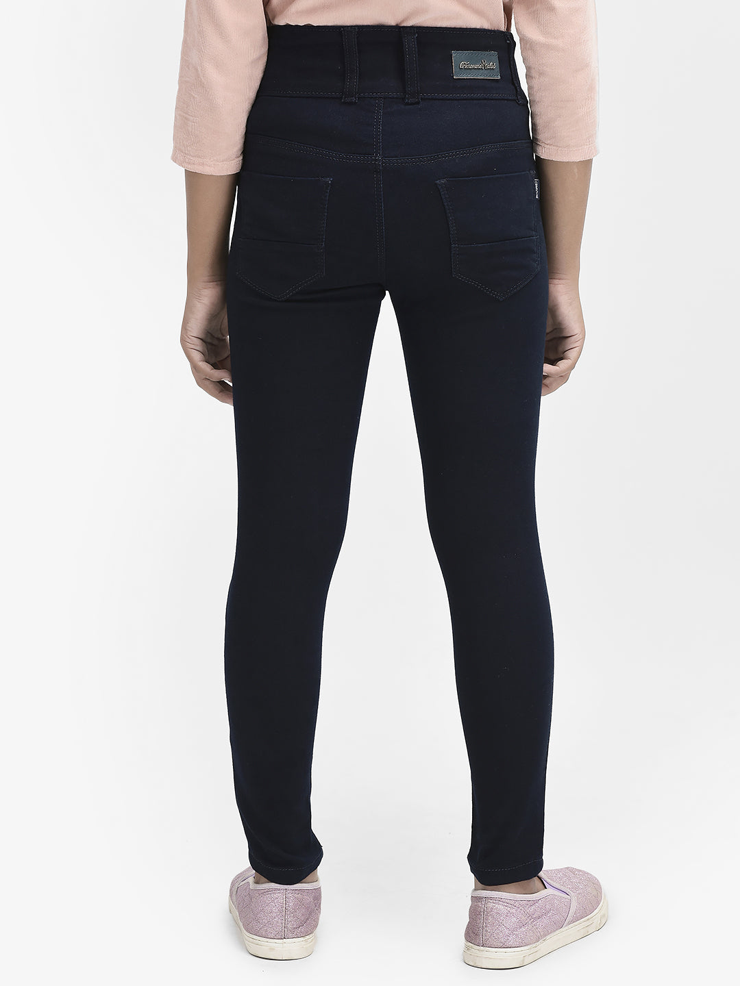 Navy Blue High Waist Jeans-Girls Jeans-Crimsoune Club