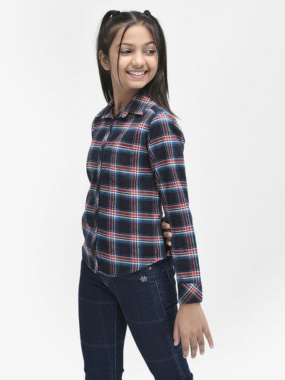 Red Checked Shirt-Girls Shirts-Crimsoune Club