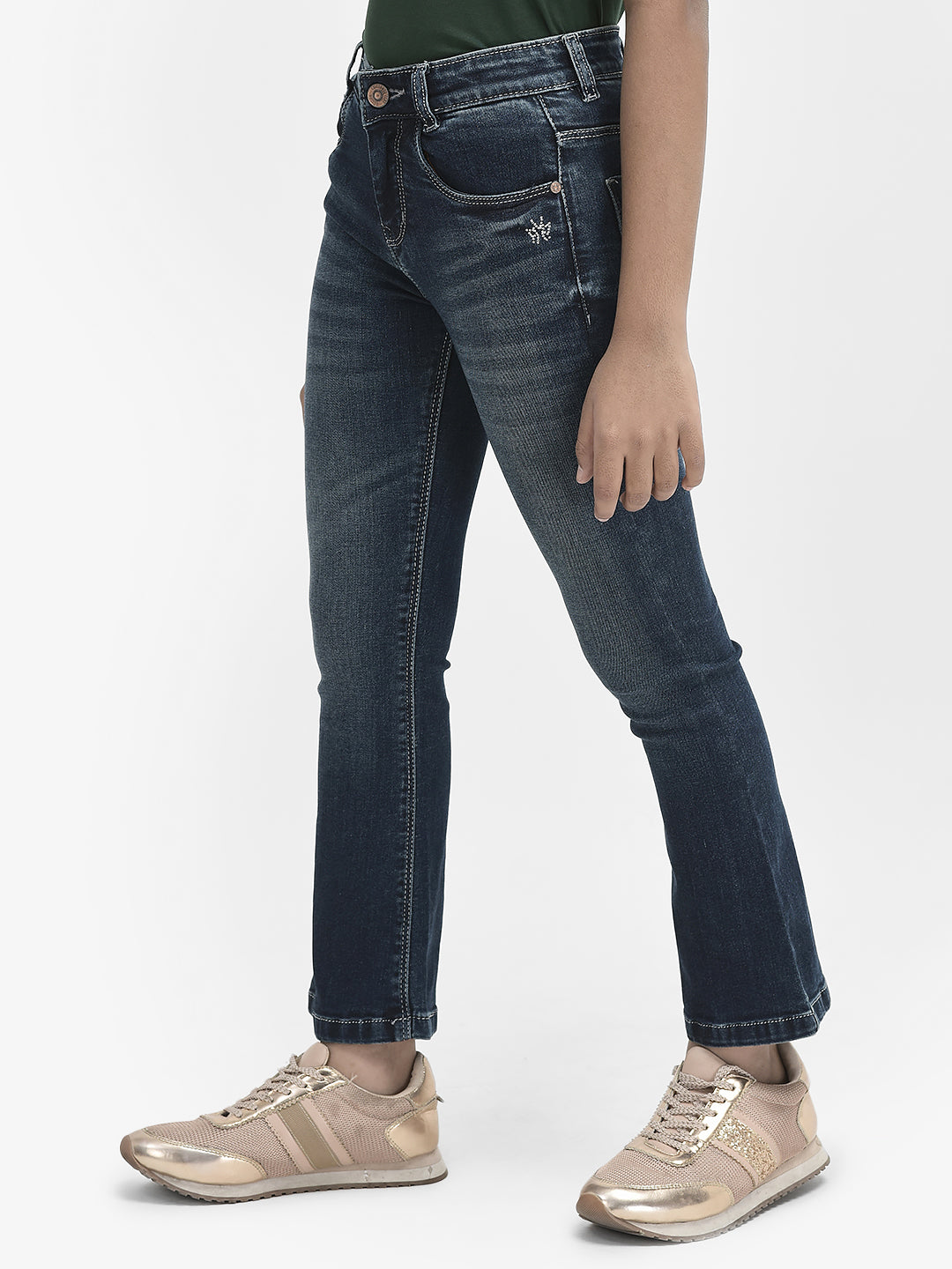 Blue Bootcut Jeans-Girls Jeans-Crimsoune Club