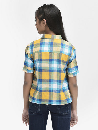 Mustard Checked Top-Girls Tops-Crimsoune Club