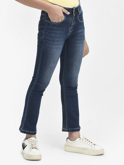 Blue Bootcut Jeans-Girls Jeans-Crimsoune Club