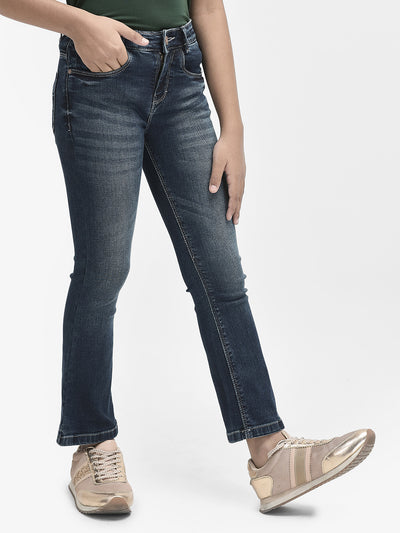 Blue Bootcut Jeans-Girls Jeans-Crimsoune Club