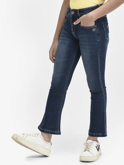 Blue Bootcut Jeans-Girls Jeans-Crimsoune Club