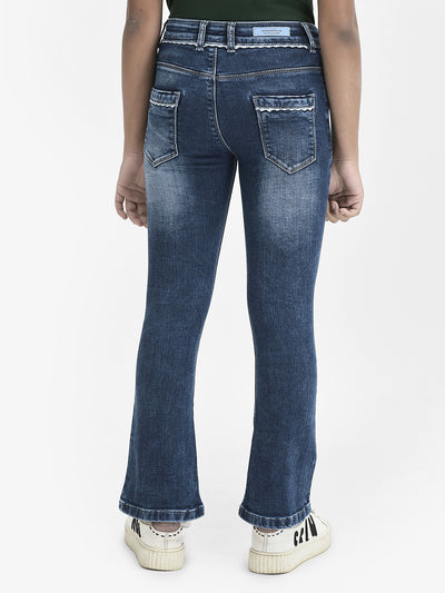 Blue Bootcut Jeans-Girls Jeans-Crimsoune Club