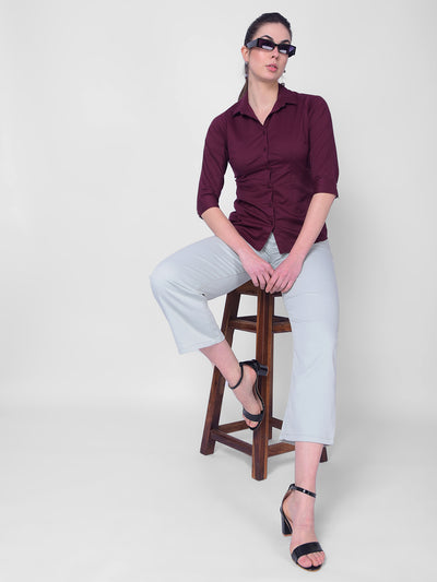 Maroon Shirt-Women Shirts-Crimsoune Club