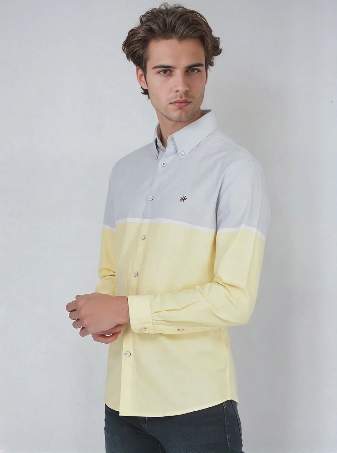 Yellow Colour-Blocked Shirt