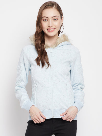 Blue Hooded Sweatshirt - Women Sweatshirts