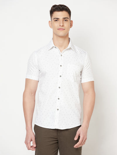 White Floral Shirt - Men Shirts