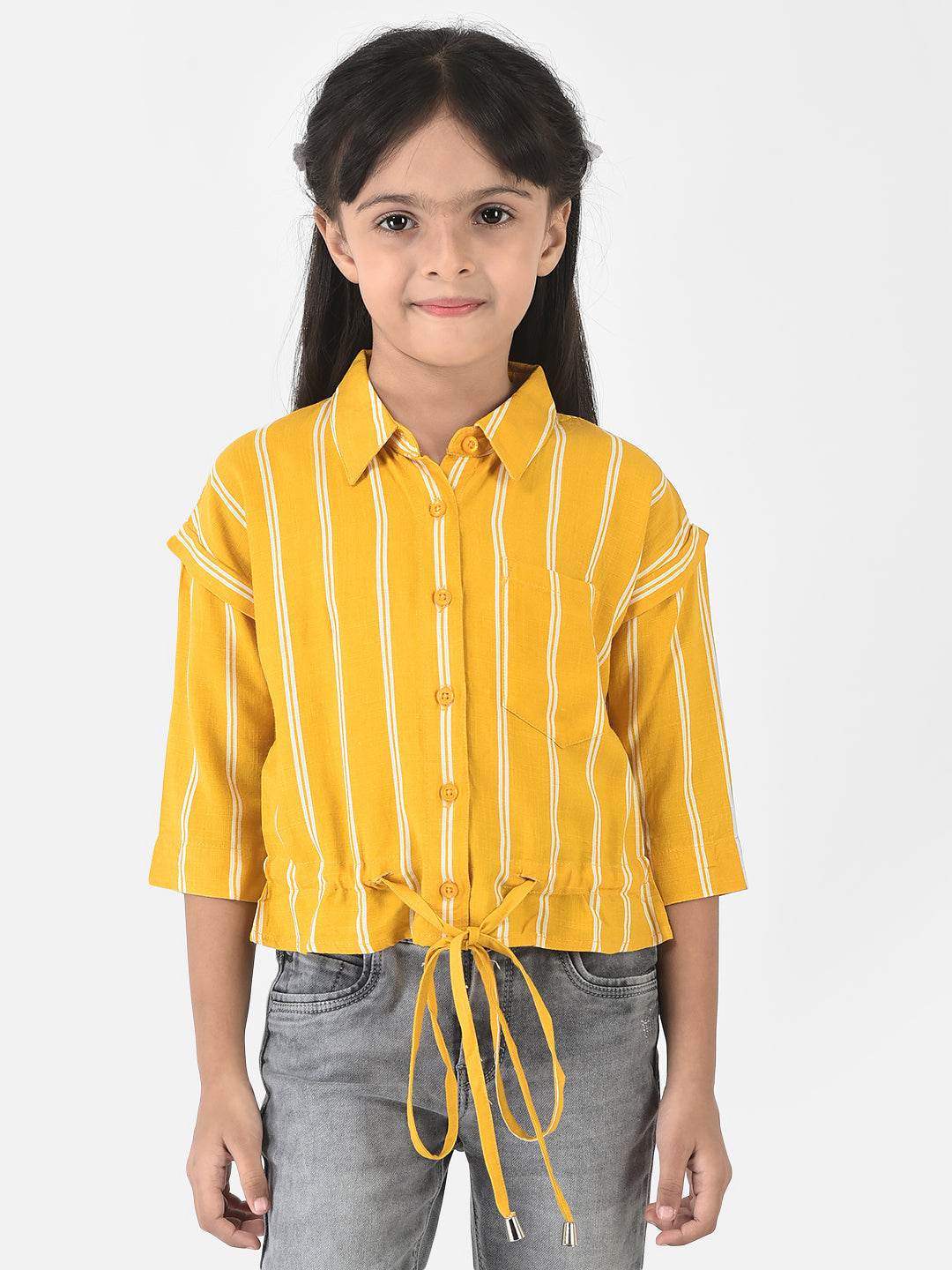 Mustard Shirt with Tie-Up Detail