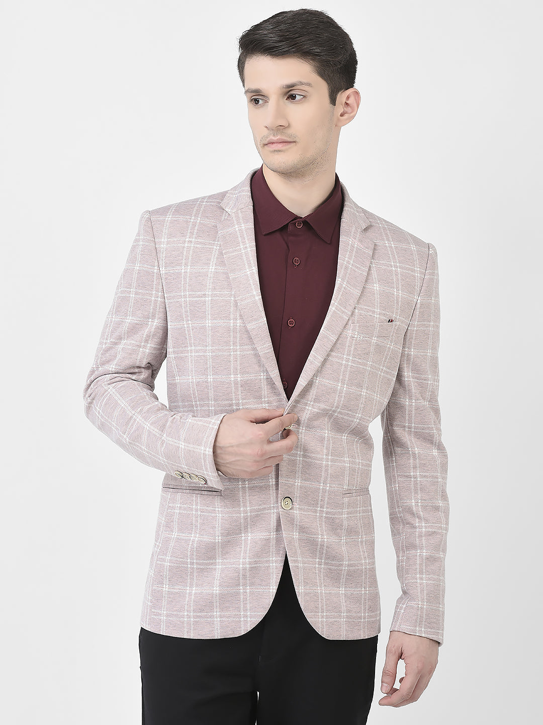  Dusty Pink Checked Blazer