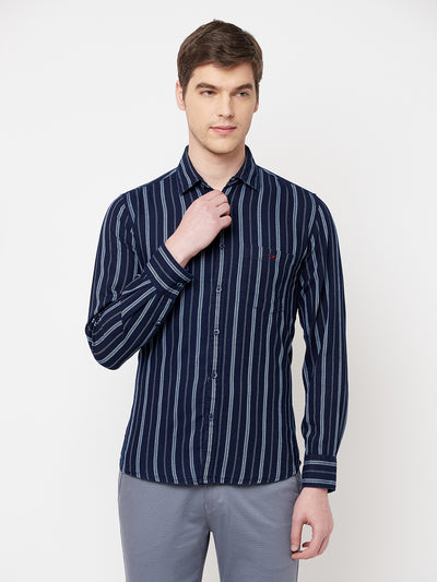 White Striped Casual Shirt - Men Shirts