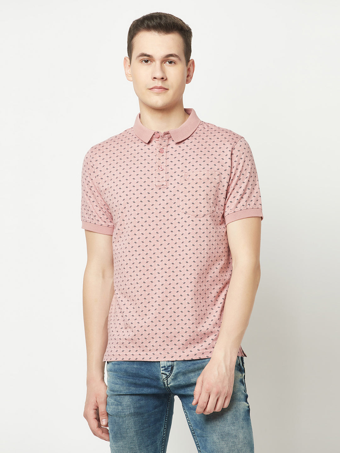  Pink Geometric Polo T-Shirt