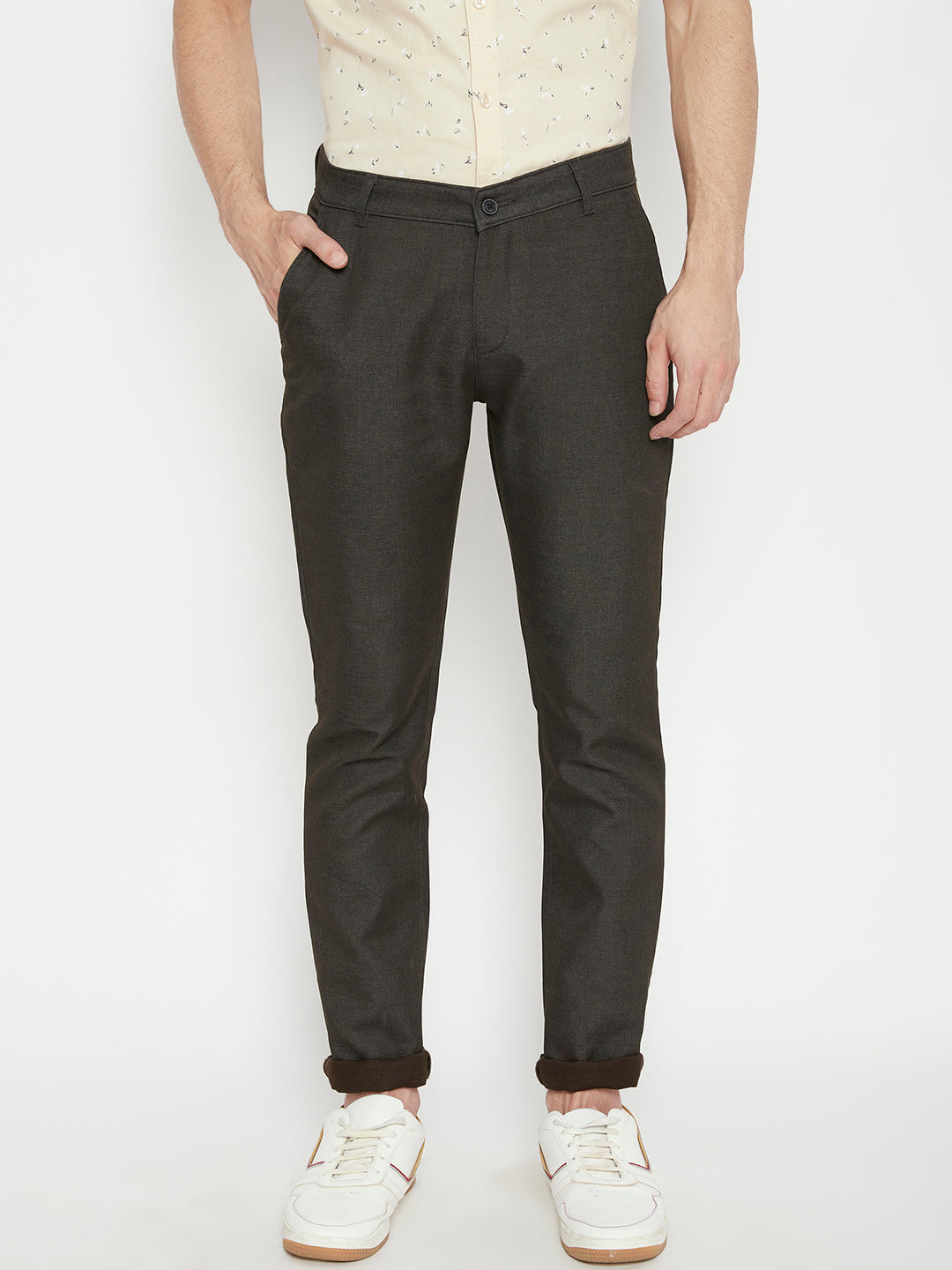 Charcoal Slim Fit Trousers - Men Trousers